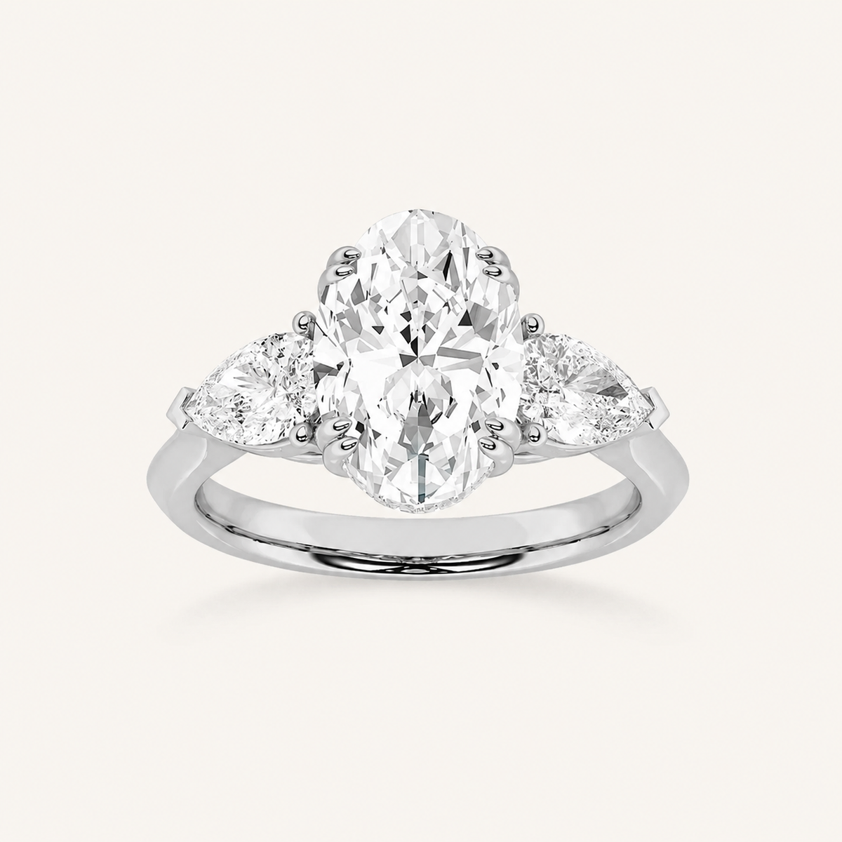 3 CT Oval Cut Lab Grown Diamond Three Stone Ring