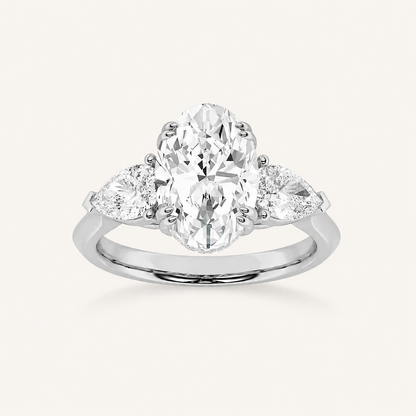 3 CT Oval Cut Lab Grown Diamond Three Stone Ring