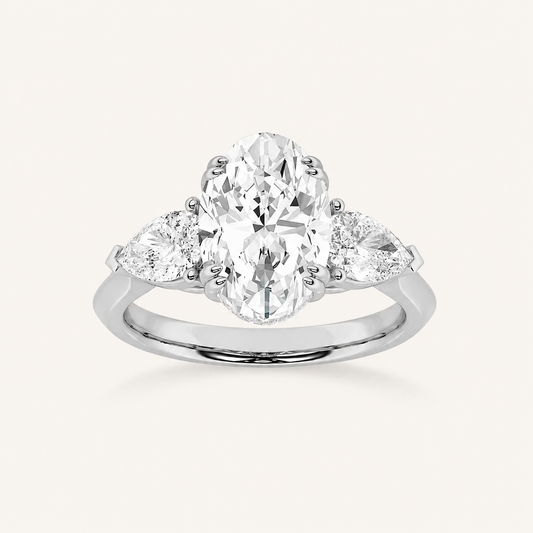 3 CT Oval Cut Lab Grown Diamond Three Stone Ring