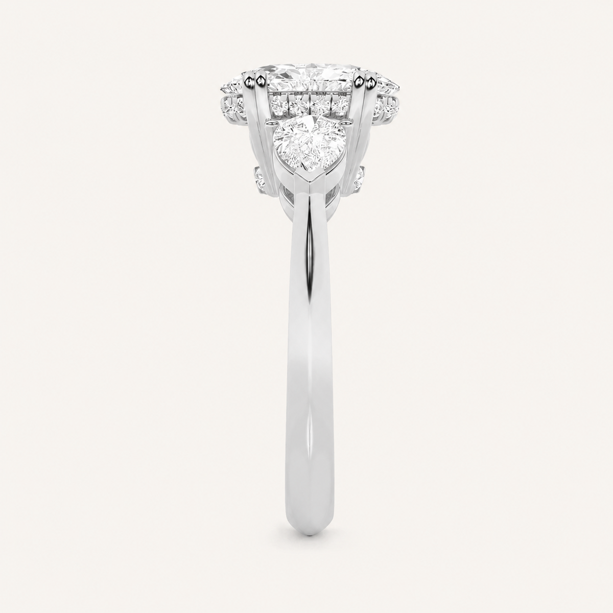 3 CT Oval Cut Lab Grown Diamond Three Stone Ring
