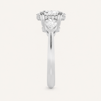 3 CT Oval Cut Lab Grown Diamond Three Stone Ring