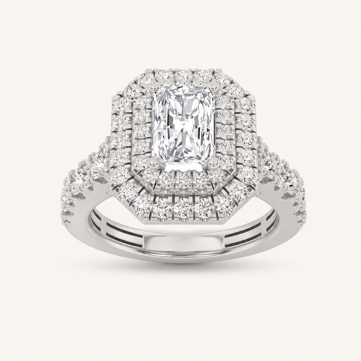 2 CT Radiant Cut Lab Grown Diamond Halo Ring
