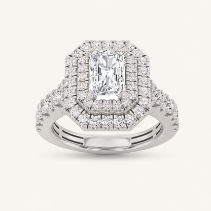 2 CT Radiant Cut Lab Grown Diamond Halo Ring