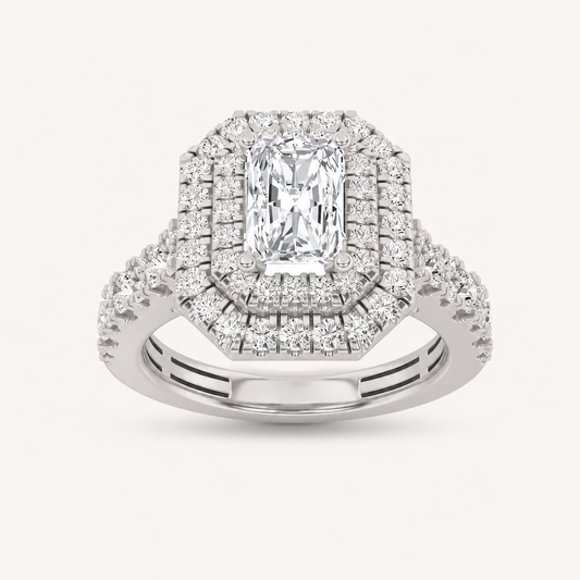 2 CT Radiant Cut Lab Grown Diamond Halo Ring