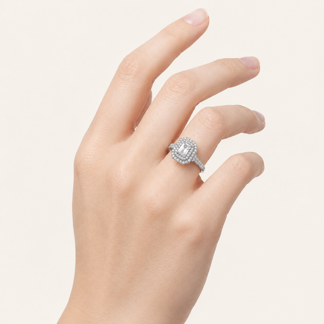 2 CT Radiant Cut Lab Grown Diamond Halo Ring