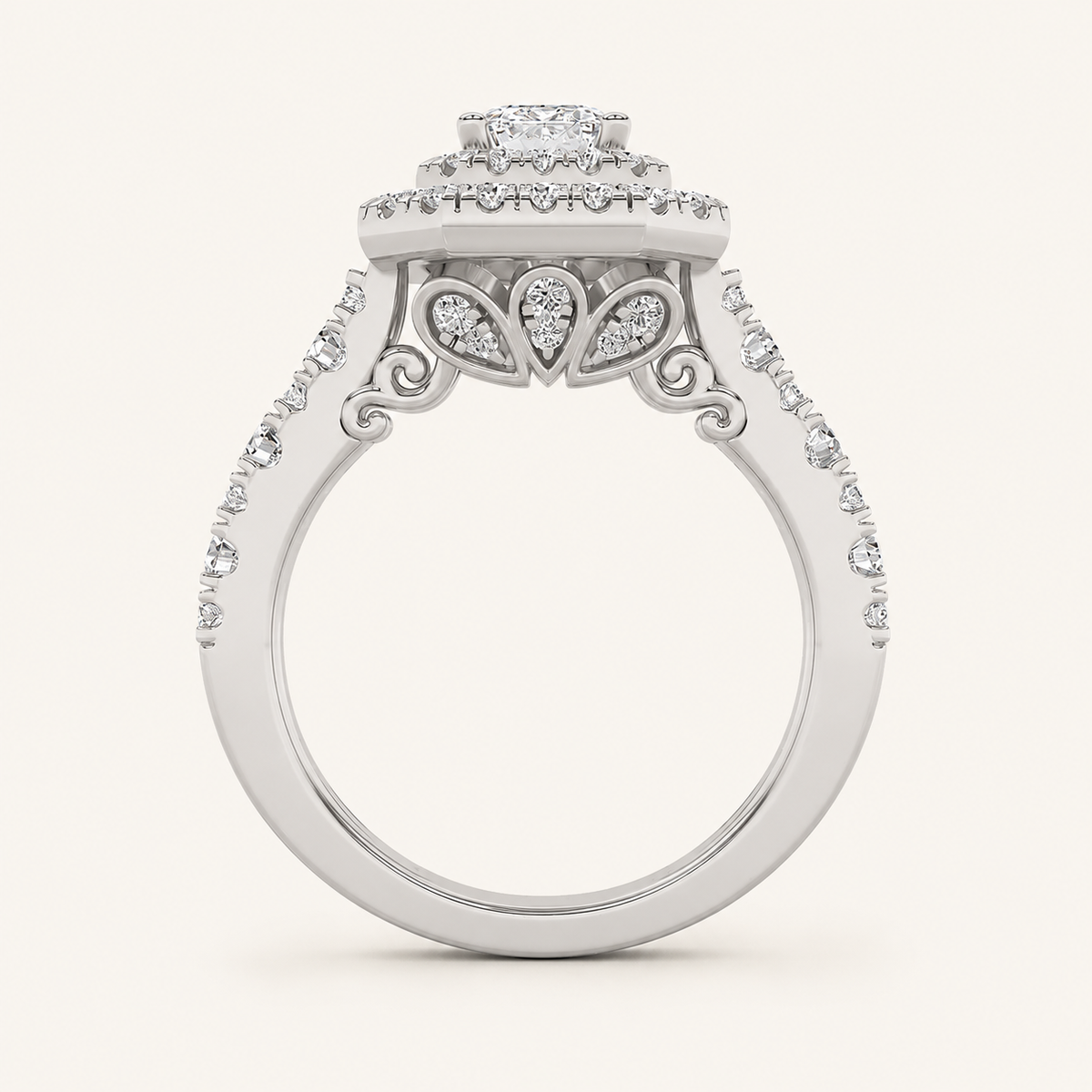2 CT Radiant Cut Lab Grown Diamond Halo Ring