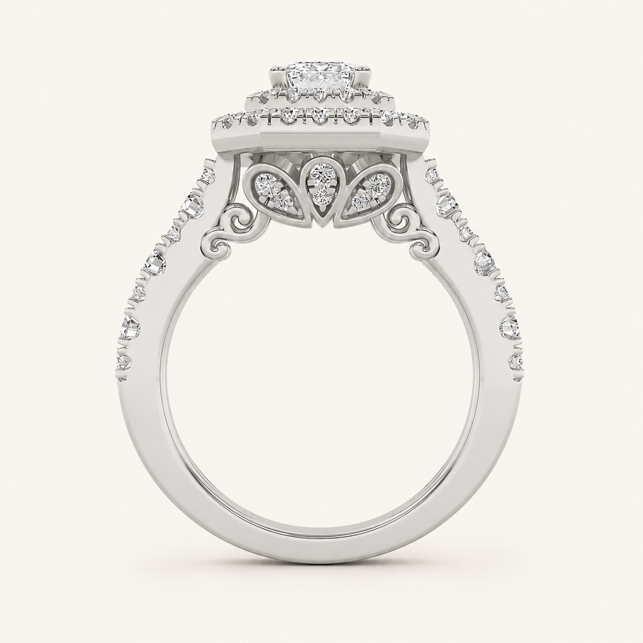 2 CT Radiant Cut Lab Grown Diamond Halo Ring