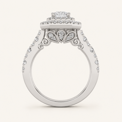 2 CT Radiant Cut Lab Grown Diamond Halo Ring