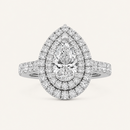 2 CT Pear Cut Lab Grown Diamond Halo Ring