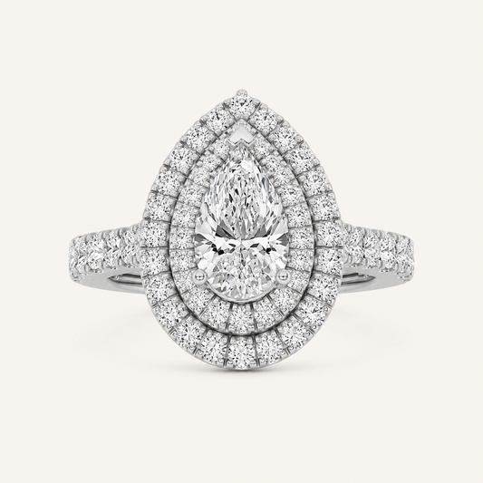 2 CT Pear Cut Lab Grown Diamond Halo Ring