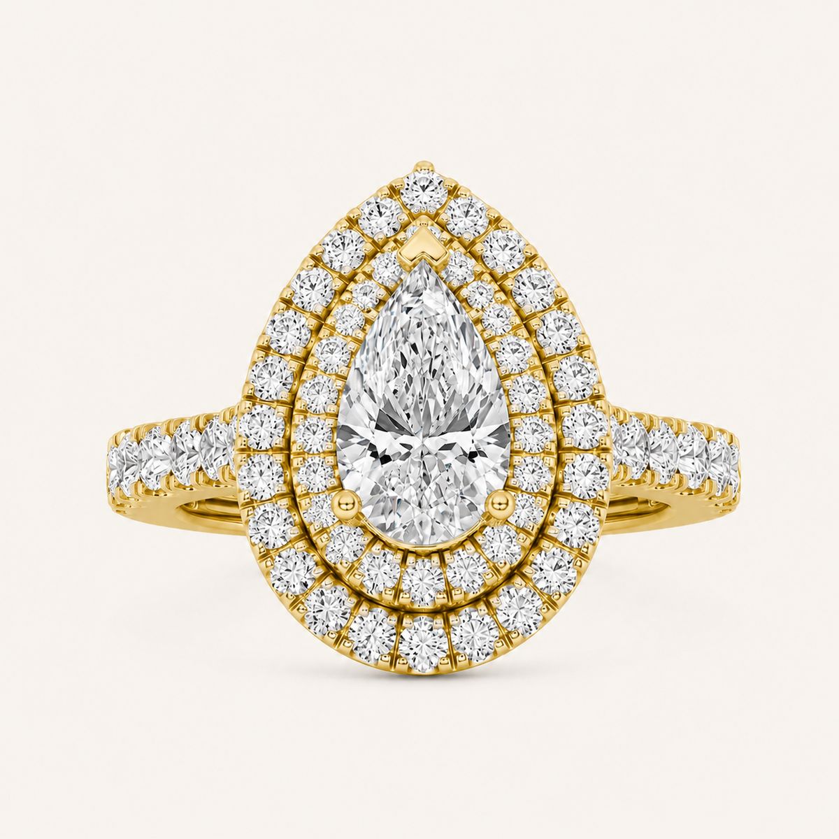 2 CT Pear Cut Lab Grown Diamond Halo Ring
