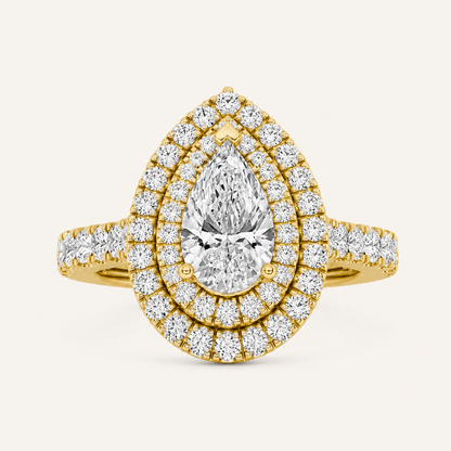 2 CT Pear Cut Lab Grown Diamond Halo Ring