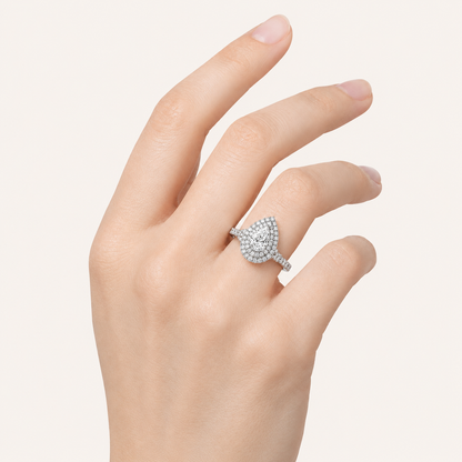 2 CT Pear Cut Lab Grown Diamond Halo Ring