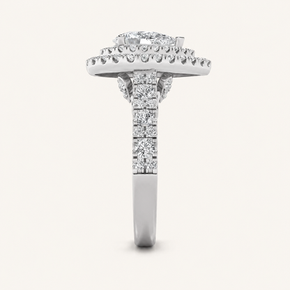 2 CT Pear Cut Lab Grown Diamond Halo Ring