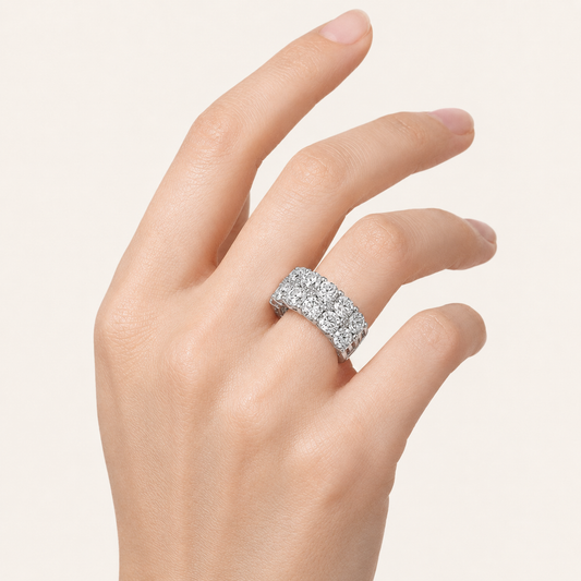 8CT Round Cut Lab Grown Diamond Eternity Band Ring