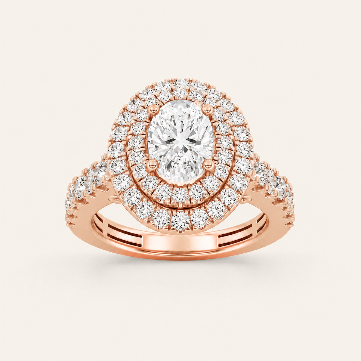 2 CT Oval Cut Lab Grown Diamond Halo Ring