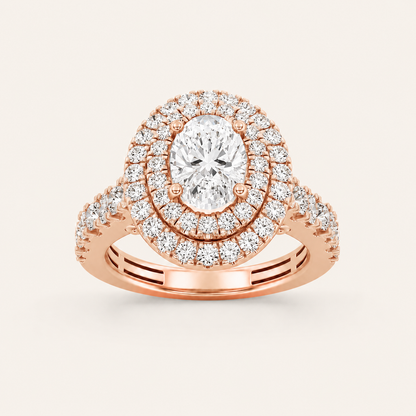 2 CT Oval Cut Lab Grown Diamond Halo Ring