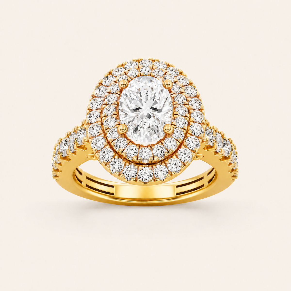 2 CT Oval Cut Lab Grown Diamond Halo Ring