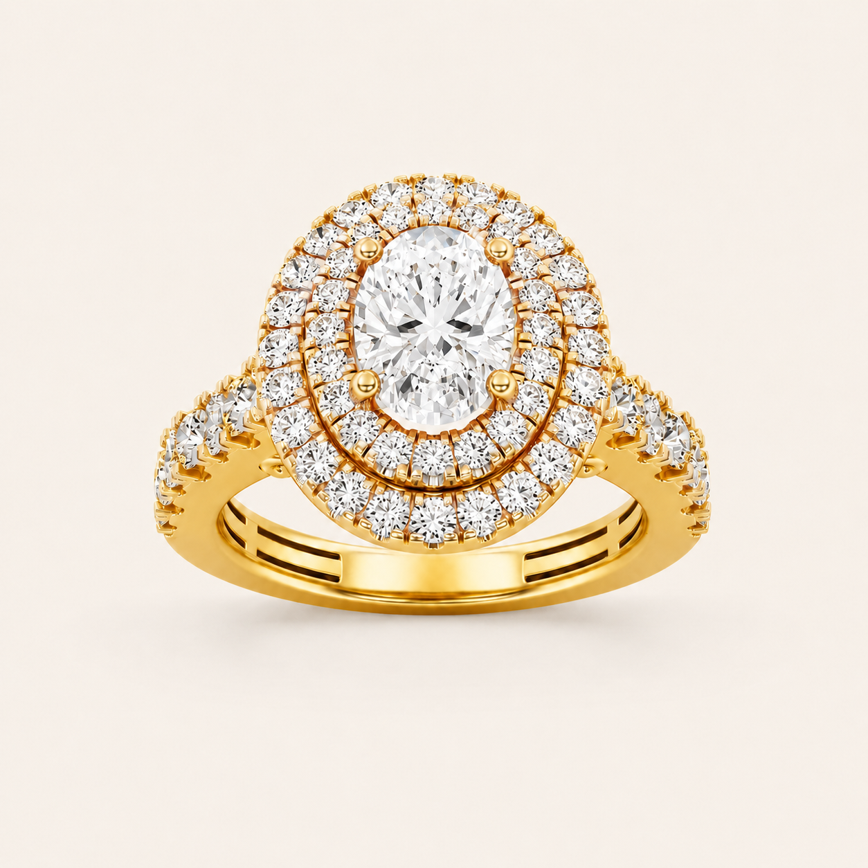 2 CT Oval Cut Lab Grown Diamond Halo Ring