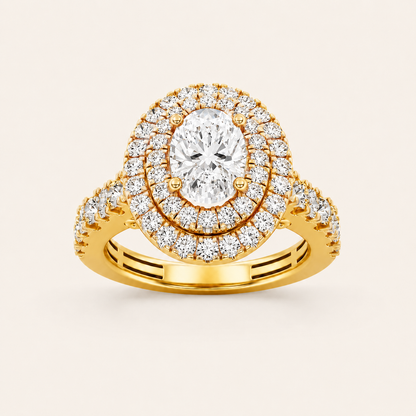 2 CT Oval Cut Lab Grown Diamond Halo Ring