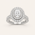 2 CT Oval Cut Lab Grown Diamond Halo Ring