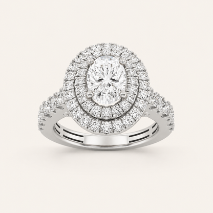 2 CT Oval Cut Lab Grown Diamond Halo Ring