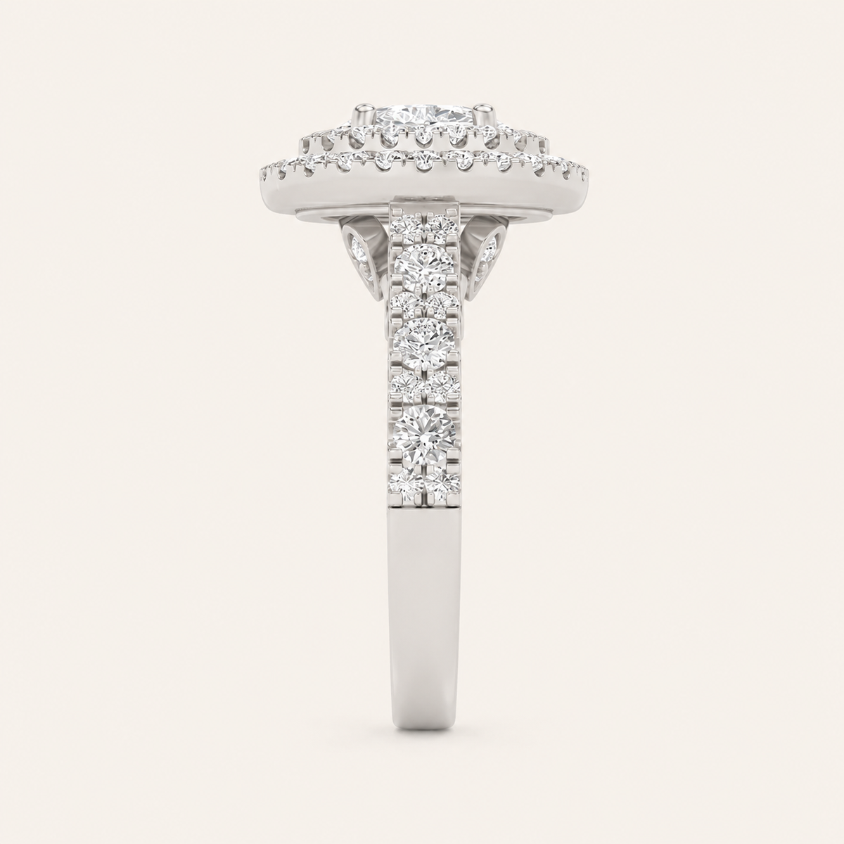 2 CT Oval Cut Lab Grown Diamond Halo Ring