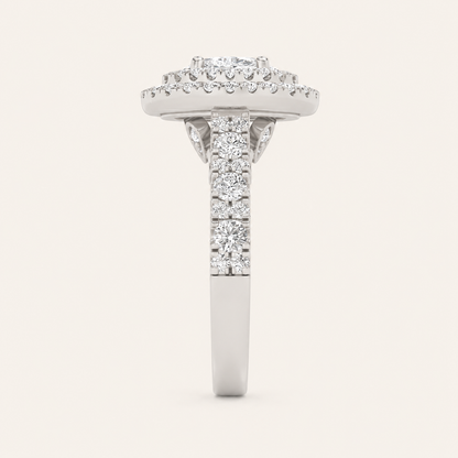 2 CT Oval Cut Lab Grown Diamond Halo Ring