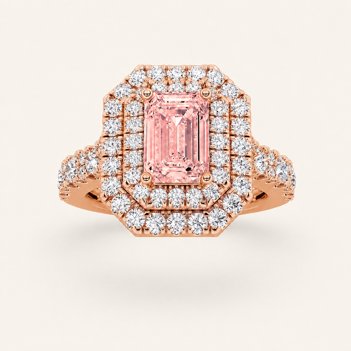 2 CT Emerald Cut Lab Grown Diamond Halo Ring