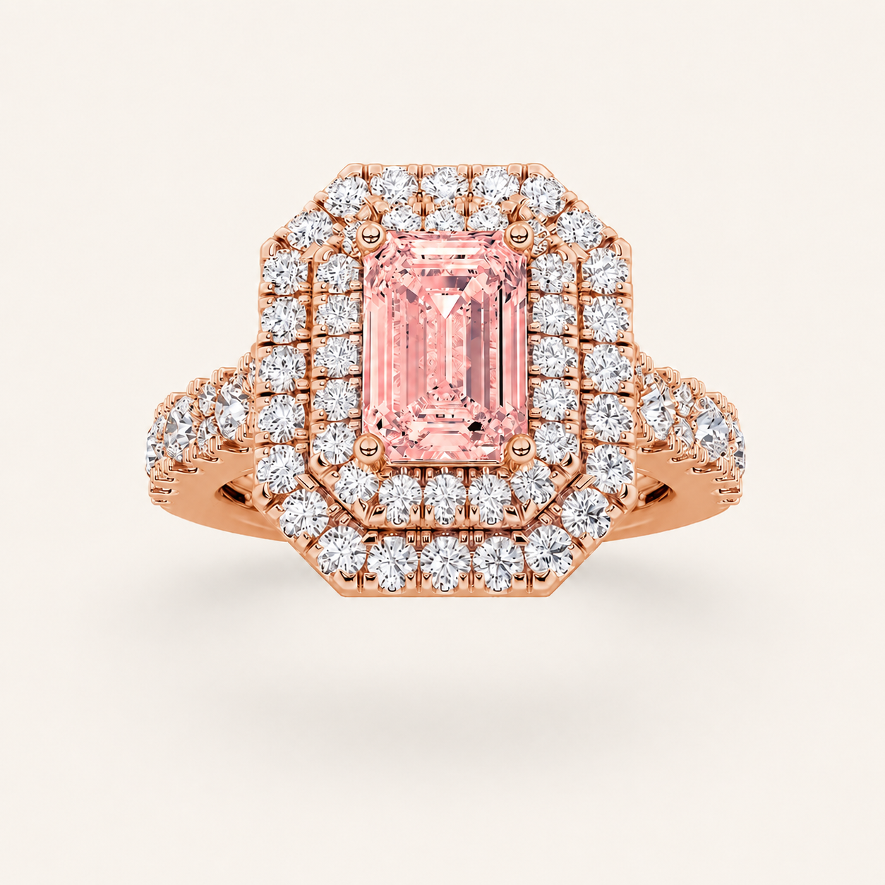 2 CT Emerald Cut Lab Grown Diamond Halo Ring