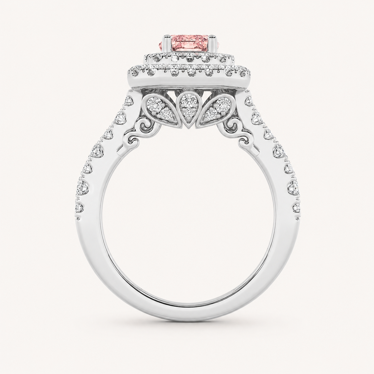 2 CT Emerald Cut Lab Grown Diamond Halo Ring