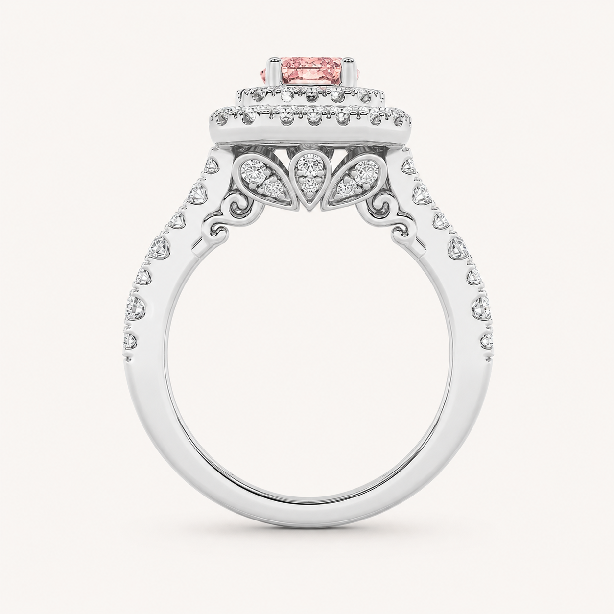 2 CT Emerald Cut Lab Grown Diamond Halo Ring