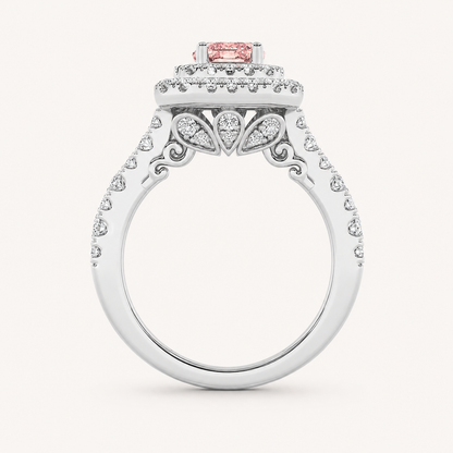 2 CT Emerald Cut Lab Grown Diamond Halo Ring