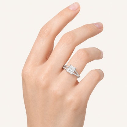 2CT Princess Cut Lab Grown Diamond Split Shank Trellis Engagement Ring