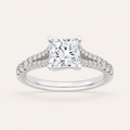 2CT Princess Cut Lab Grown Diamond Split Shank Trellis Engagement Ring