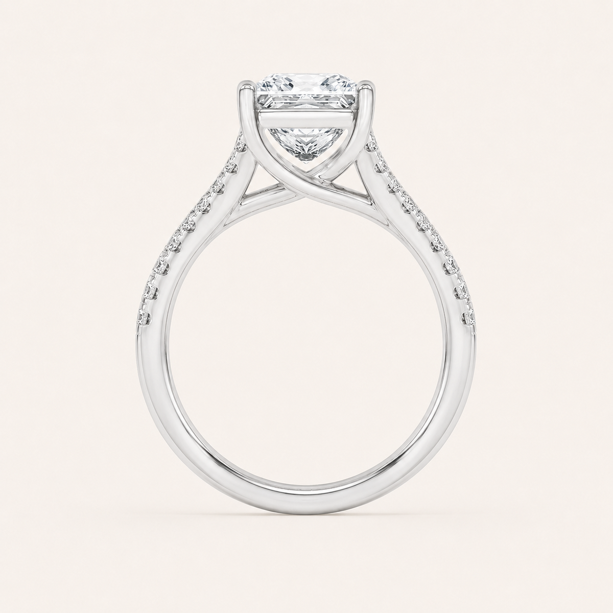 2CT Princess Cut Lab Grown Diamond Split Shank Trellis Engagement Ring