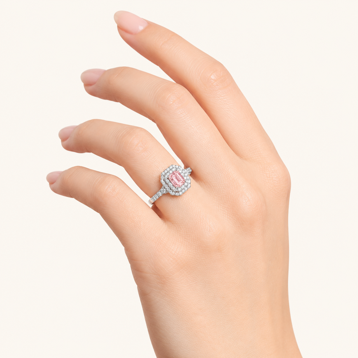 2 CT Emerald Cut Lab Grown Diamond Halo Ring