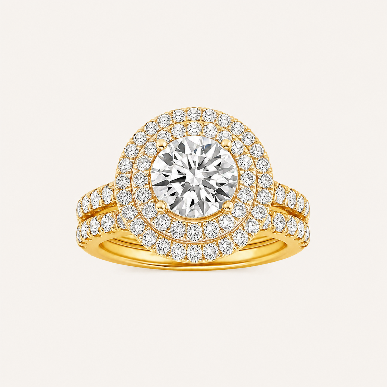2 CT Round Cut Lab Grown Diamond Bridal Set Ring