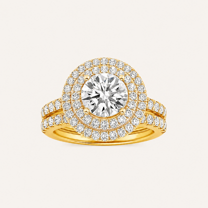 2 CT Round Cut Lab Grown Diamond Bridal Set Ring