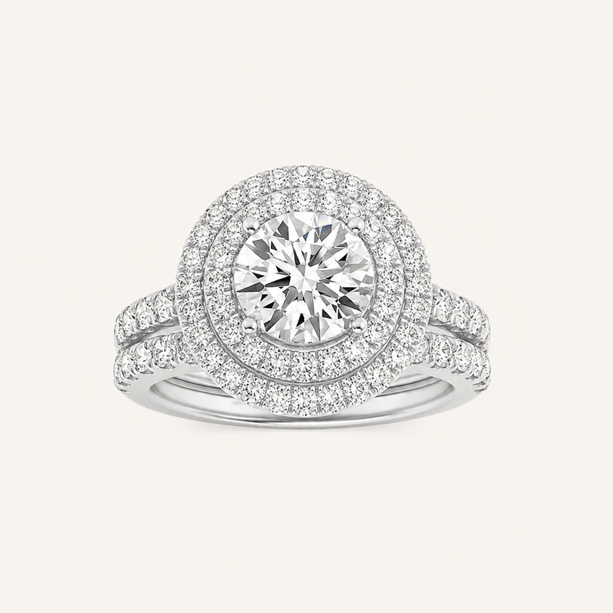 2 CT Round Cut Lab Grown Diamond Bridal Set Ring