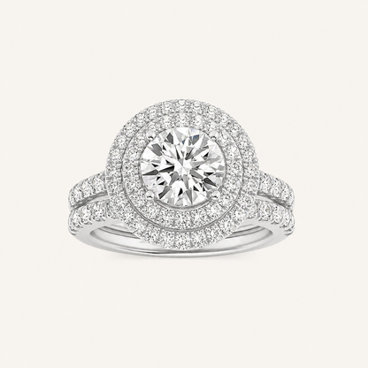 2 CT Round Cut Lab Grown Diamond Bridal Set Ring
