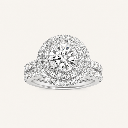 2 CT Round Cut Lab Grown Diamond Bridal Set Ring