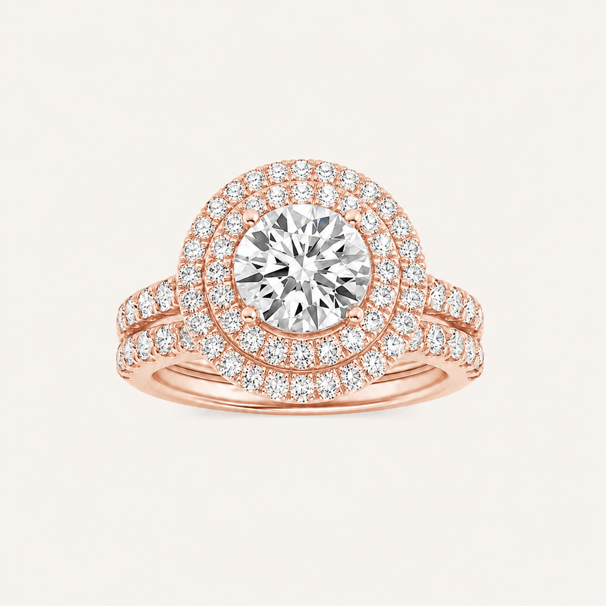 2 CT Round Cut Lab Grown Diamond Bridal Set Ring