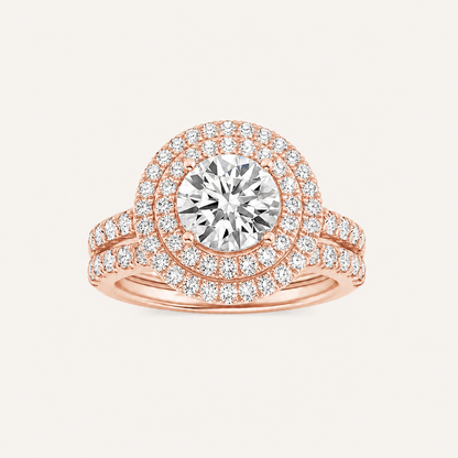 2 CT Round Cut Lab Grown Diamond Bridal Set Ring
