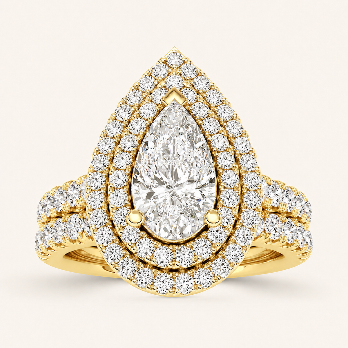 2 CT Pear Cut Lab Grown Diamond Bridal Set Ring