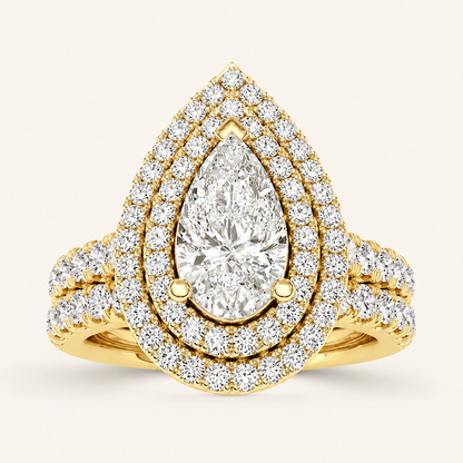 2 CT Pear Cut Lab Grown Diamond Bridal Set Ring
