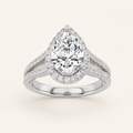 2 CT Pear Cut Lab Grown Diamond Split Shank Halo Ring