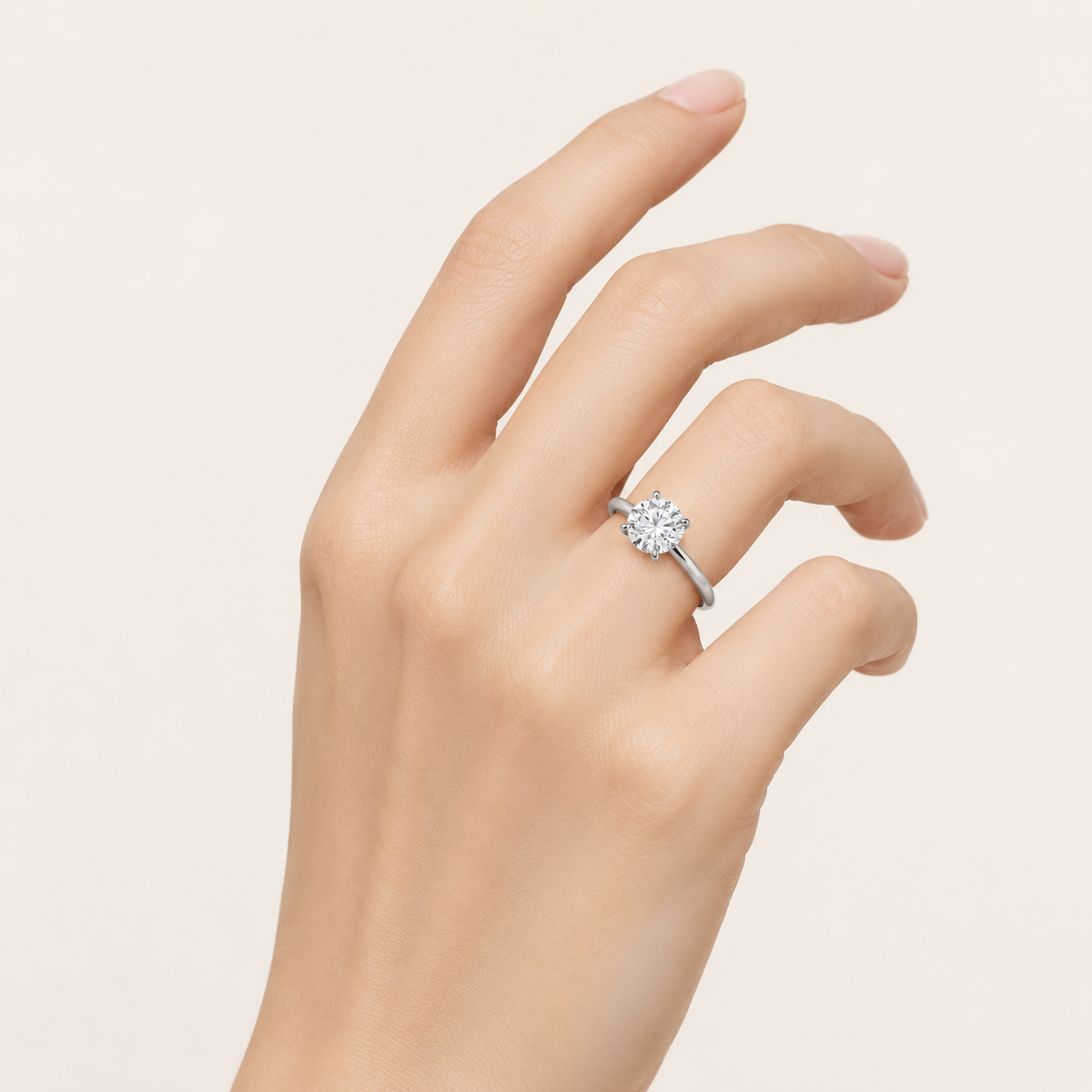 2CT Round Cut Lab Grown Diamond Classic Solitaire Ring