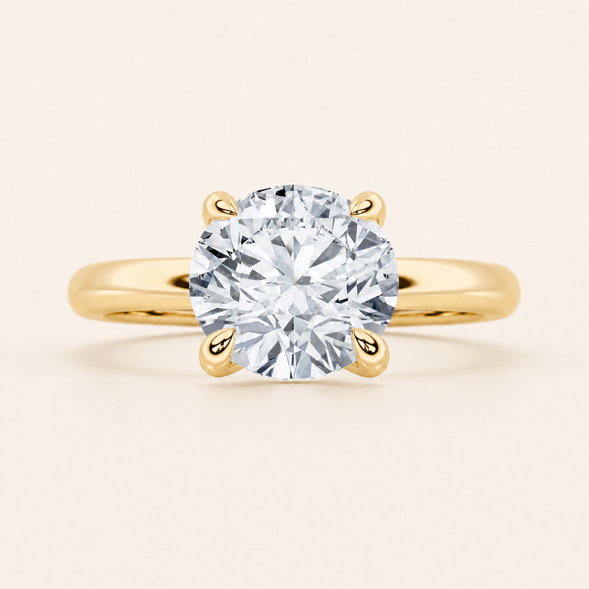 2CT Round Cut Lab Grown Diamond Classic Solitaire Ring