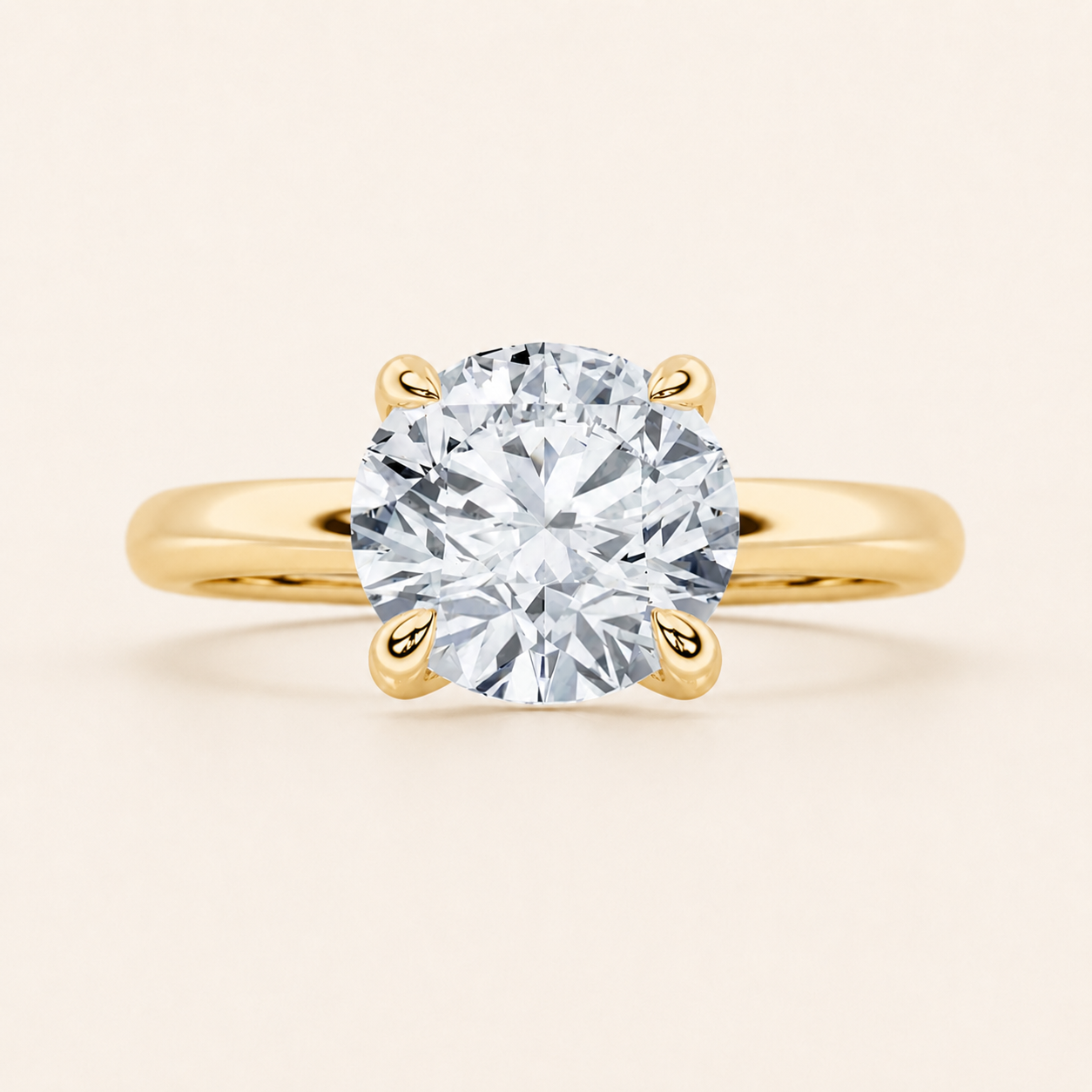 2CT Round Cut Lab Grown Diamond Classic Solitaire Ring